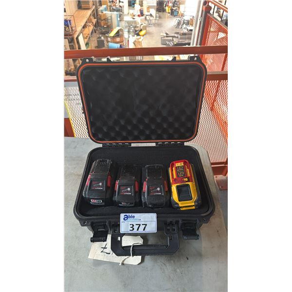 ASSORTED POWER TOOL BATTERIES IN A PLASTIC HARD CASE