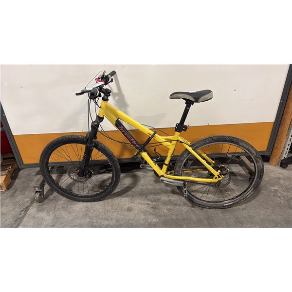 YELLOW BRODIE VINTAGE FREERIDE HARDTAIL 18-SPEED SHIMANO DEORE XT SUN RIMS RHYNO LITE TRAIL BICYCLE