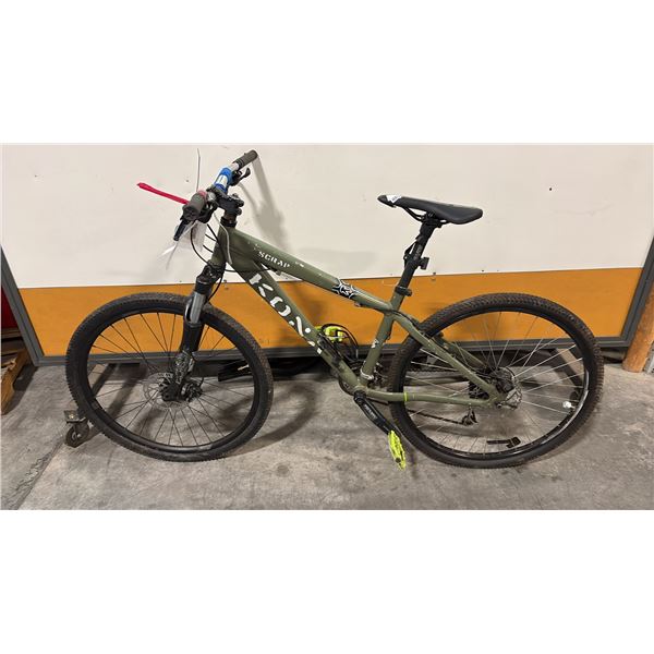 GREEN SCRAP SERIES HARDTAIL 14-SPEED TRAIL BICYCLE FRAME ASSEMBLY WITH TRUVATIV HUSSEFELT INTERFACE