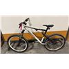 Image 1 : WHITE/RED FULL-SUSPENSION MULTI-GEAR ALUMINUM CROSS-COUNTRY MOUNTAIN RACING BICYCLE CHASSIS 26-INCH