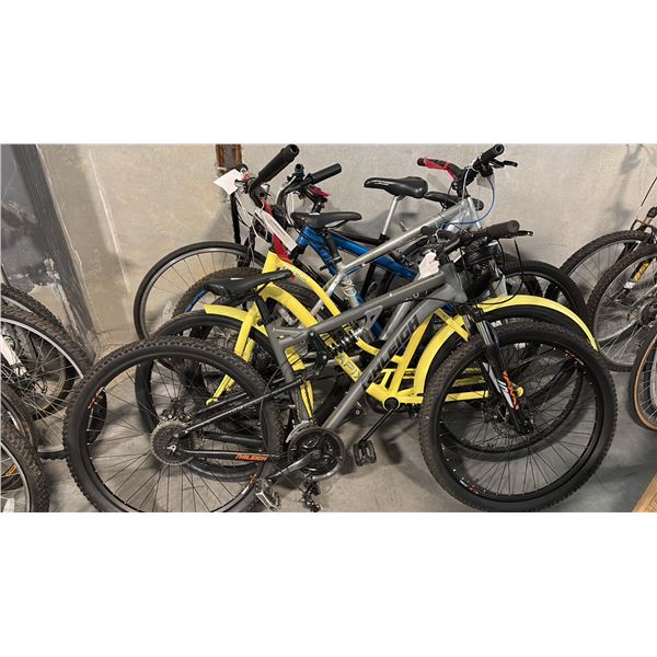FIVE-UNIT ASSORTED MULTI-GEAR ALUMINUM/STEEL MOUNTAIN HYBRID URBAN ROAD BICYCLE