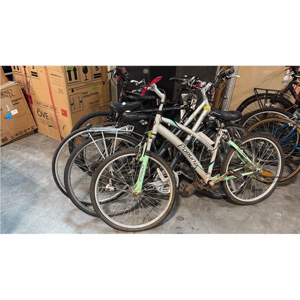 FIVE-UNIT ASSORTED MULTI-GEAR ALUMINUM/STEEL CRUISER HYBRID RECREATIONAL BICYCLES