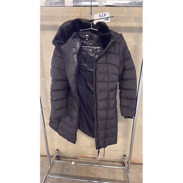 BLACK QUILTED POLYESTER ELONGATED HEAVY WEATHER OUTERWEAR SIZE LGG