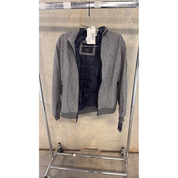 WEATHER-RESISTANT QUILTED INNER BIB MOCK NECK RIB-KNIT STORM CUFFS SPANDEX BLEND HEATHER GREY COAT