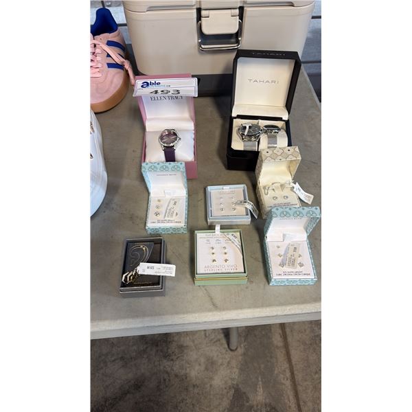 ASSORTED FASHION WRISTWATCHES AND STERLING SILVER STUD EARRING SETS