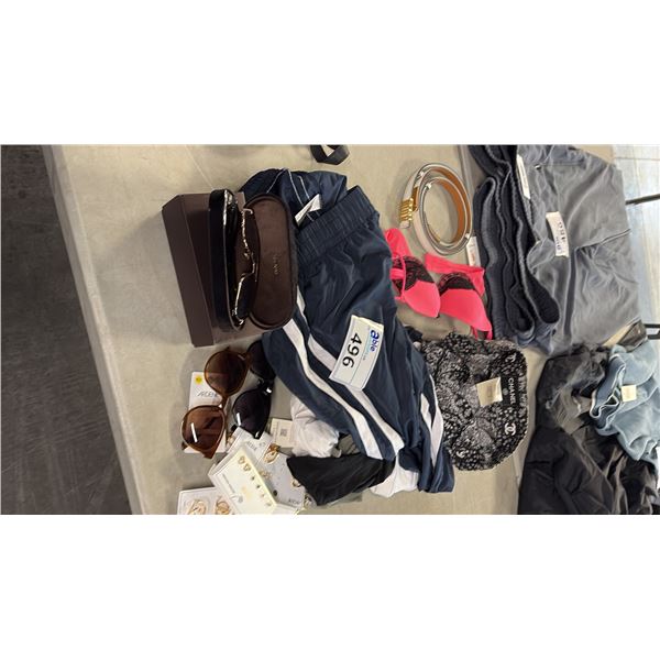 AVIATOR SUNGLASSES MONOGRAM BUTTON DOWN SHIRT STRIPED TRACK PANTS CHAIN BELT EARRING STUDS