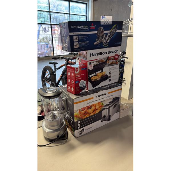 LITHIUM ION HAND VACUUM PANINI PRESS CONTACT GRILL 3 LITER DEEP FRYER PRESSURE MONITOR AND A BLENDER