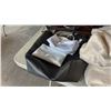 Image 3 : WOODEN VANITY JEWELRY CABINET PERSONAL STORAGE POUCHES AND PLUSH FLEECE TEXTILE THROW