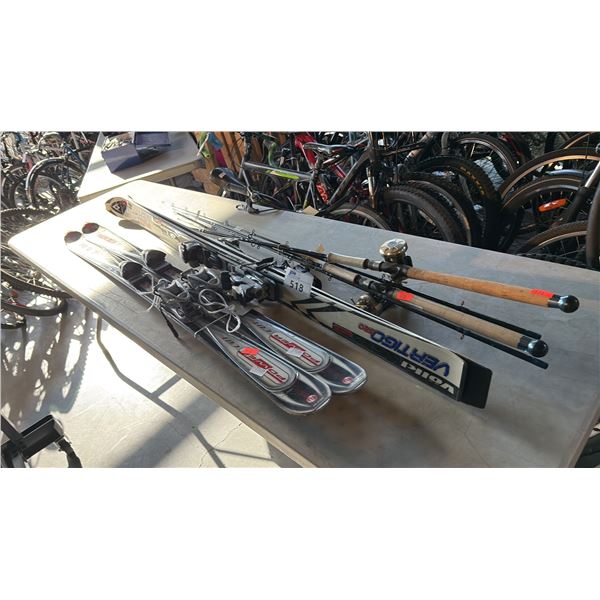 ROSSIGNOL POWER CUT 170 DOWNHILL SKIS, ELAN TITANIUM SKIS, BAITCASTING REEL FISHING RODS