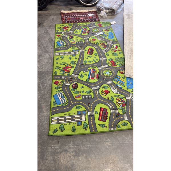 MACHINE-WOVEN CHILDREN STREET LAYOUT INTERACTIVE PLAYMAT TEXTILE 3X6-FOOT