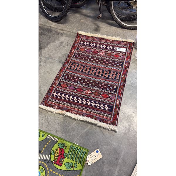 HAND-WOVEN GEOMETRIC TRIBAL FLAT-WEAVE TEXTILE ENTRYWAY ACCENT RUG 2X3-FOOT