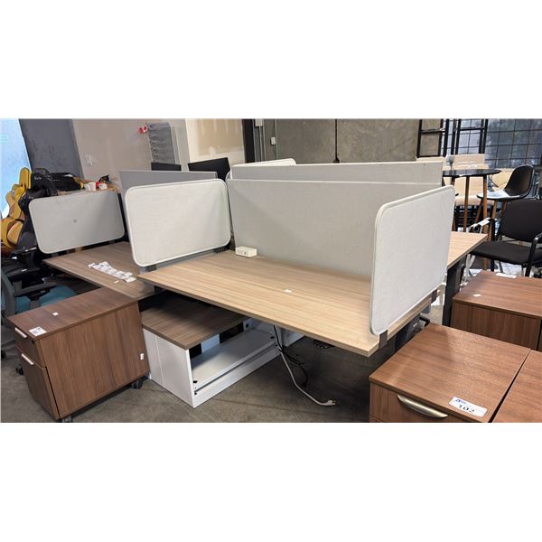 ASH WOOD STEELCASE MOTORIZED HEIGHT-ADJUSTABLE DESK 60"X30" IN W/ PRIVACY PANEL