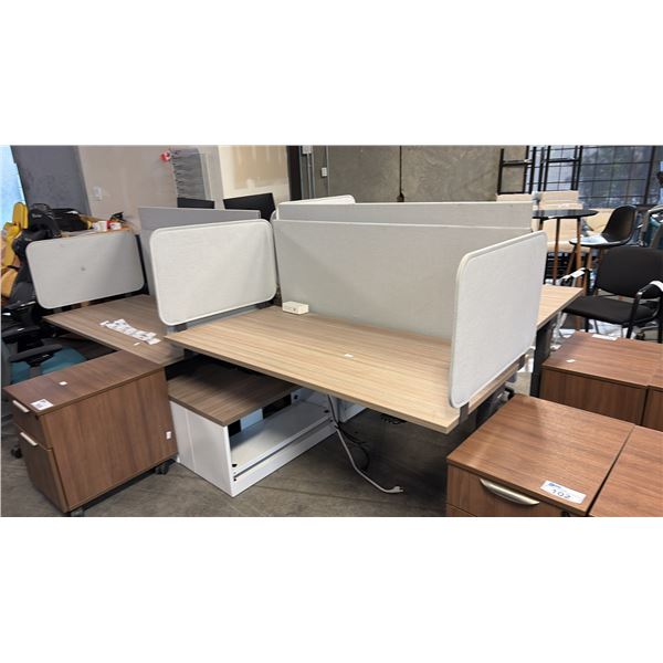 ASH WOOD STEELCASE MOTORIZED HEIGHT-ADJUSTABLE DESK 60"X30" IN W/ PRIVACY PANEL