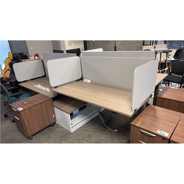 ASH WOOD STEELCASE MOTORIZED HEIGHT-ADJUSTABLE DESK 60"X30" IN W/ PRIVACY PANEL