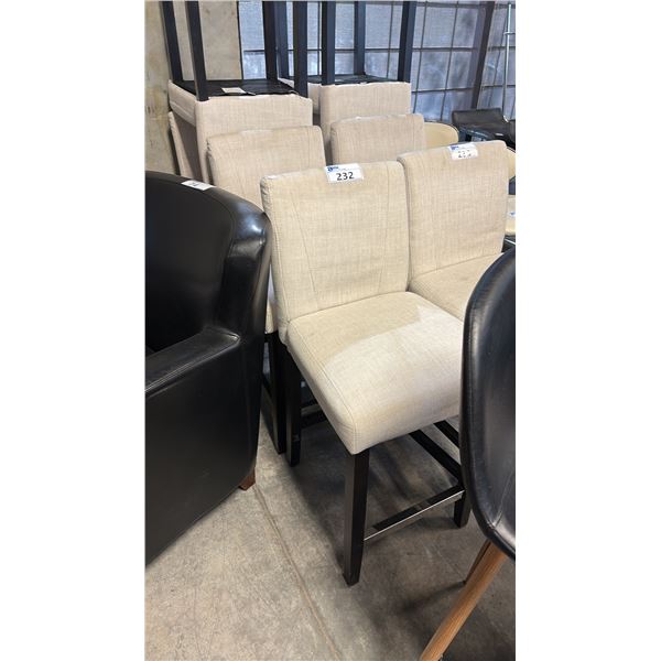 4 CREAM COUNTER HEIGHT STOOL (1 BROKEN H-TRIM)