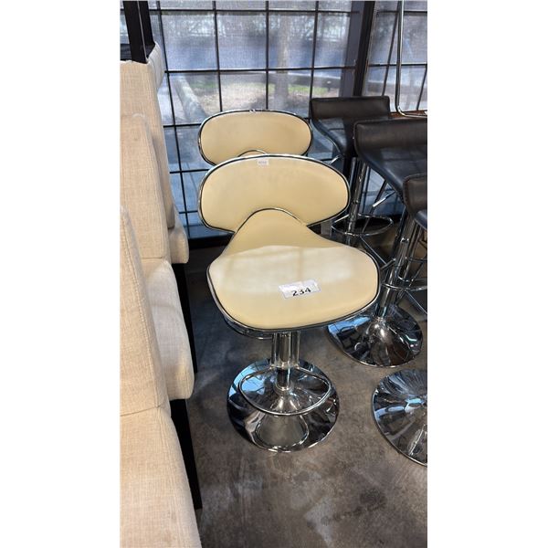CREAM 2 HEIGHT-ADJUST CHROME FINISH BACK-REST SWIVEL BAR STOOL