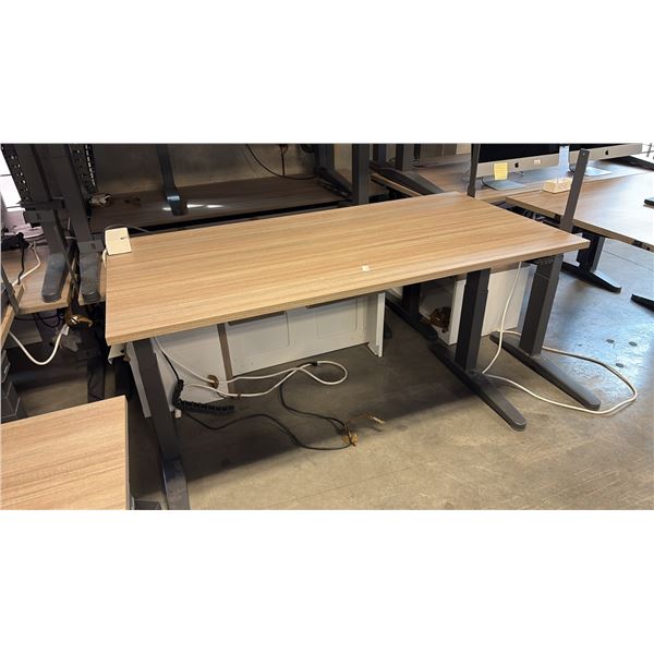 ASH WOOD STEELCASE ELECTRIC HEIGHT-ADJUSTABLE DESK 60"X30" IN