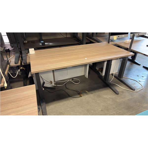 ASH WOOD STEELCASE ELECTRIC HEIGHT-ADJUSTABLE DESK 60"X30" IN