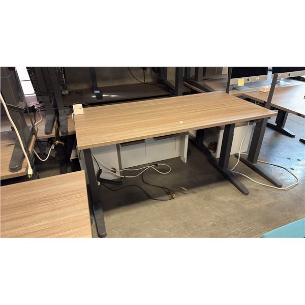 ASH WOOD STEELCASE ELECTRIC HEIGHT-ADJUSTABLE DESK 60"X30" IN