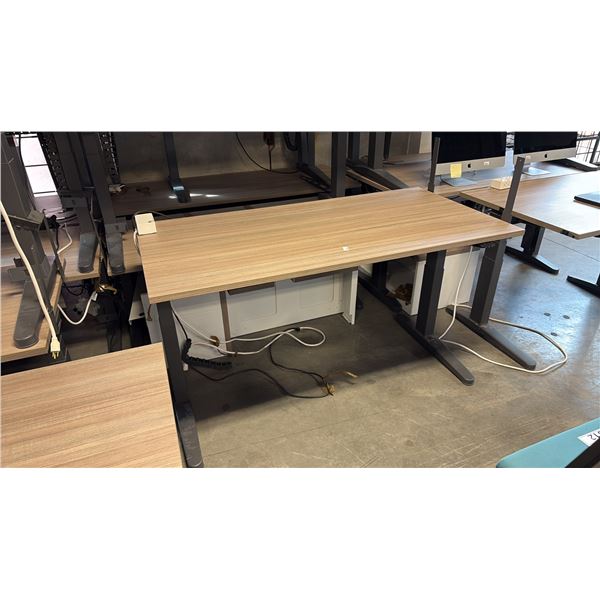 ASH WOOD STEELCASE ELECTRIC HEIGHT-ADJUSTABLE DESK 60"X30" IN