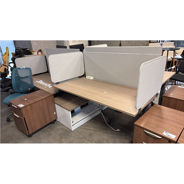 ASH WOOD STEELCASE MOTORIZED HEIGHT-ADJUSTABLE DESK 60"X30" IN W/ PRIVACY PANEL