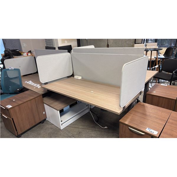 ASH WOOD STEELCASE MOTORIZED HEIGHT-ADJUSTABLE DESK 60"X30" IN W/ PRIVACY PANEL