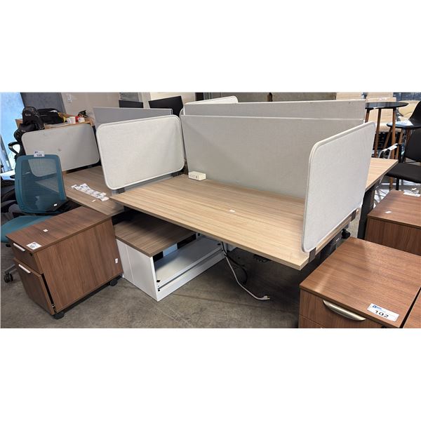 ASH WOOD STEELCASE MOTORIZED HEIGHT-ADJUSTABLE DESK 60"X30" IN W/ PRIVACY PANEL