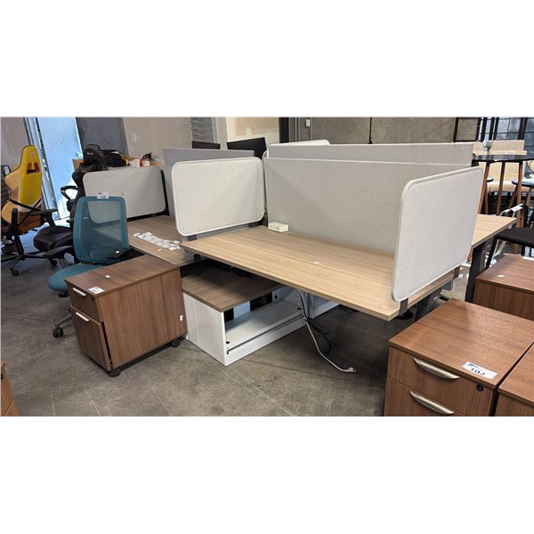 ASH WOOD STEELCASE MOTORIZED HEIGHT-ADJUSTABLE DESK 60"X30" IN W/ PRIVACY PANEL