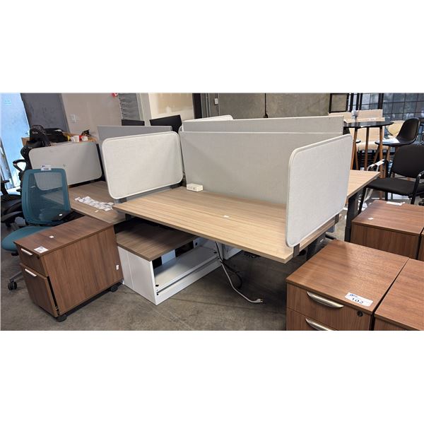 ASH WOOD STEELCASE MOTORIZED HEIGHT-ADJUSTABLE DESK 60"X30" IN W/ PRIVACY PANEL
