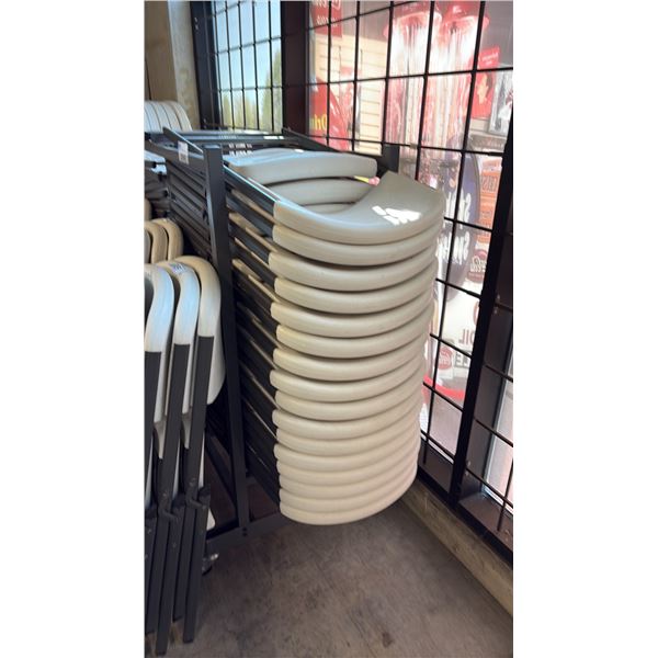 HEAVY-DUTY COMMERCIAL FOLDING CHAIR CART W/ ~30 FOLDING CHAIRS