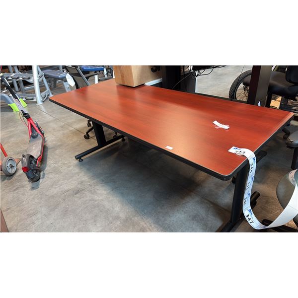 CHERRY FINISH TRAINING DESK WORKSTATION WITH FIXED T-LEG BASE 72"W X 30"D X 29"H