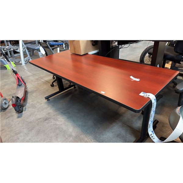 CHERRY FINISH TRAINING DESK WORKSTATION WITH FIXED T-LEG BASE 72"W X 30"D X 29"H