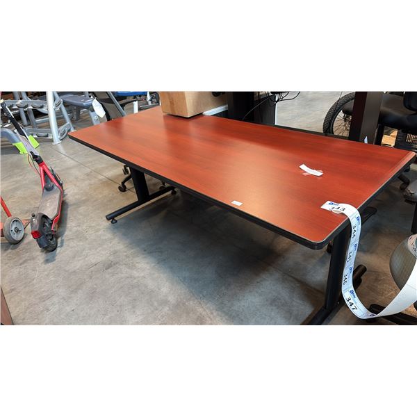 CHERRY FINISH TRAINING DESK WORKSTATION WITH FIXED T-LEG BASE 72"W X 30"D X 29"H