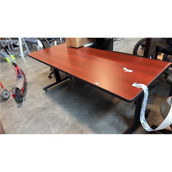 CHERRY FINISH TRAINING DESK WORKSTATION WITH FIXED T-LEG BASE 72"W X 30"D X 29"H