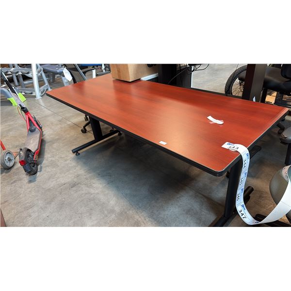 CHERRY FINISH TRAINING DESK WORKSTATION WITH FIXED T-LEG BASE 72"W X 30"D X 29"H
