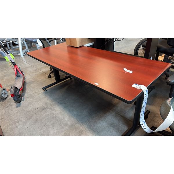 CHERRY FINISH TRAINING DESK WORKSTATION WITH FIXED T-LEG BASE 72"W X 30"D X 29"H