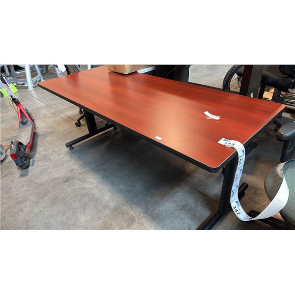 CHERRY FINISH TRAINING DESK WORKSTATION WITH FIXED T-LEG BASE 72"W X 30"D X 29"H