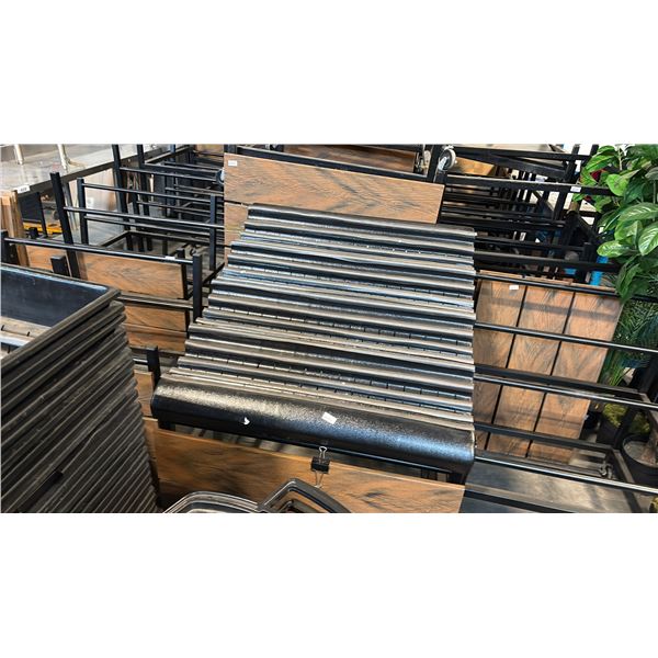 MODULAR RETAIL DISPLAY MERCHANDISING SYSTEM WITH STEEL FRAME TRAYS AND BASKETS