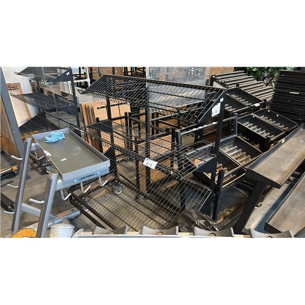 MOBILE TIERED WIRE MERCHANDISING DISPLAY RACKS MATTE BLACK 2PC LOT