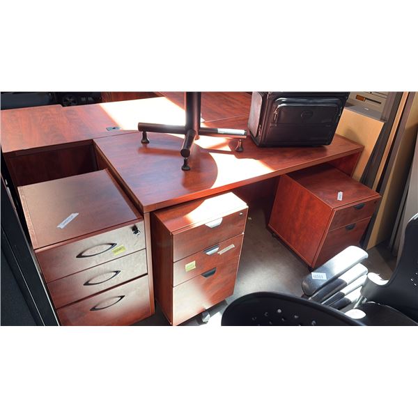 CHERRY FINISH DOUBLE PEDESTAL EXECUTIVE DESK  59.00" W X 30.00" D X 29.00" H