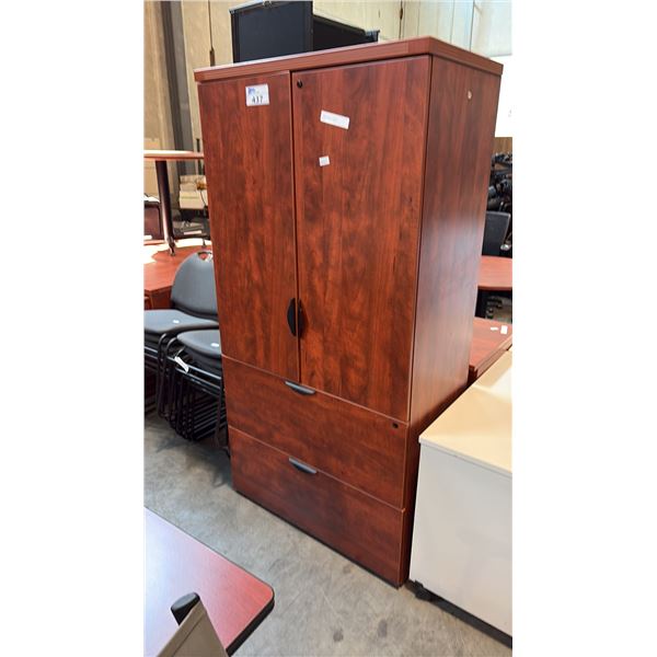 UPPER 2-DOOR CABINET WITH ADJUSTABLE SHELVES. LOWER 2-DRAWER LEGAL/LETTER LATERAL FILE.