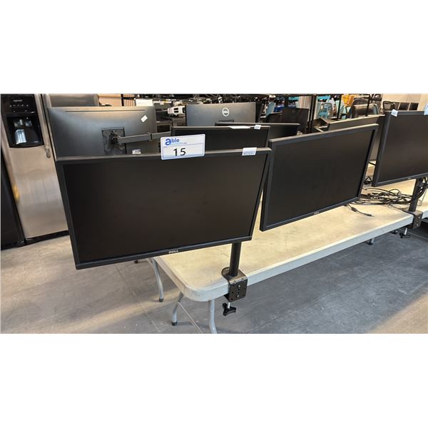 SET OF DELL 22" MONITORS W/ DUAL MONITOR ARM STAND