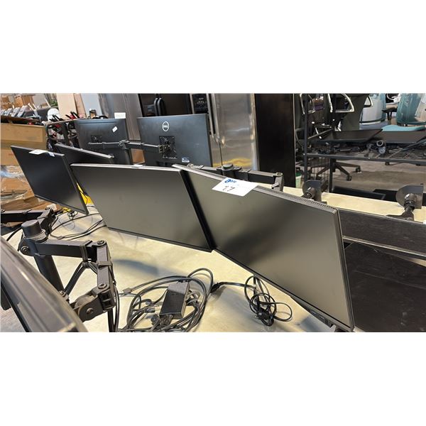 SET OF DELL 24" MONITORS W/ DUAL MONITOR ARM STAND