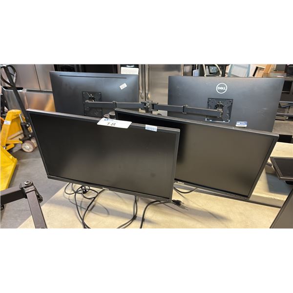 SET OF DELL 24" MONITORS W/ DUAL MONITOR ARM STAND