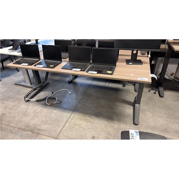 ASH WOOD STEELCASE ELECTRIC HEIGHT-ADJUSTABLE DESK 76"X29" IN