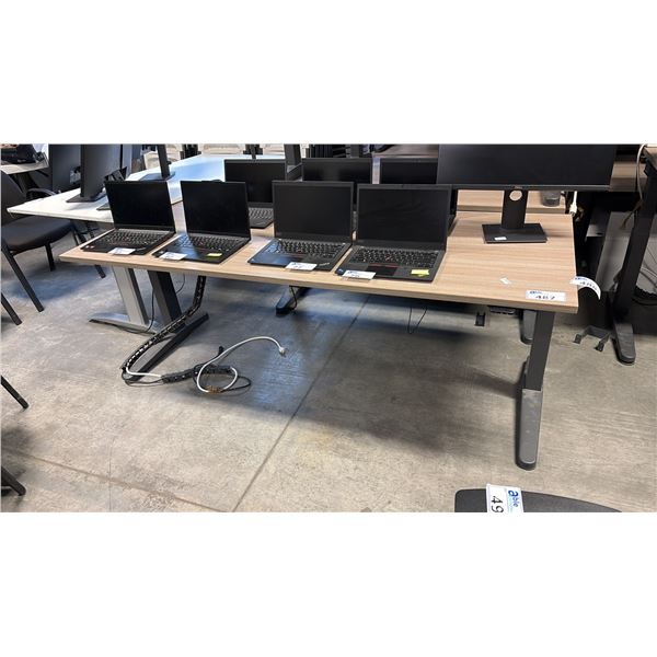 ASH WOOD STEELCASE ELECTRIC HEIGHT-ADJUSTABLE DESK 76"X29" IN