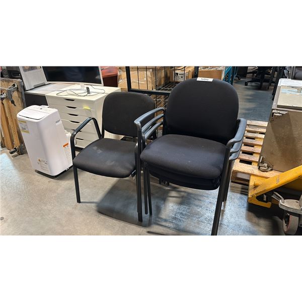 4 ASSORTED BLACK STACKING CHAIRS
