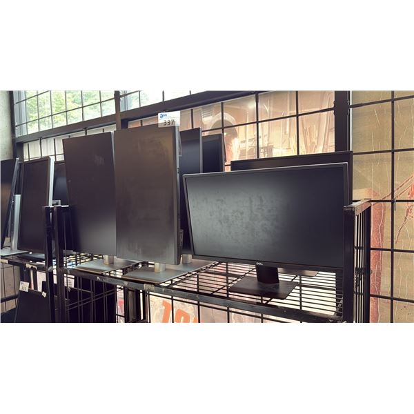 SHELF OF ASSORTED DELL COMPUTER MONITORS
