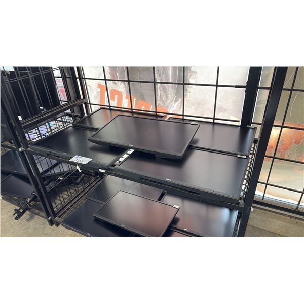 SHELF OF ASSORTED DELL COMPUTER MONITORS WITHOUT STANDS