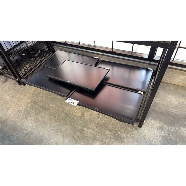SHELF OF ASSORTED DELL COMPUTER MONITORS WITHOUT STANDS